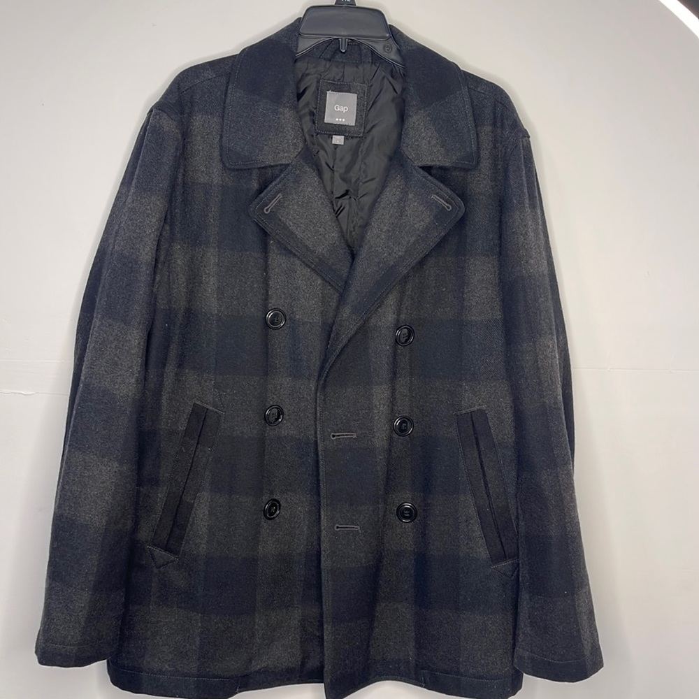 Gap Pea-Coat Black /Gray Jacket Sz Large